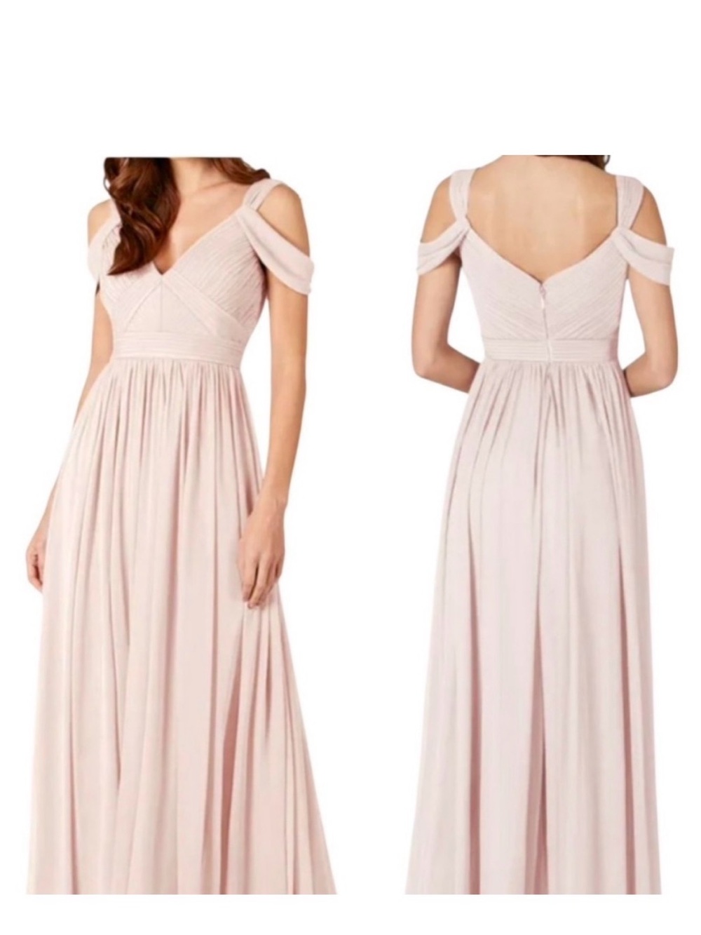 NWT Azazie Calla Vintage Rose Off-Shoulder Mesh Maxi Dress